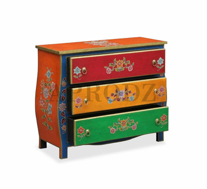 APRODZ Wooden Handpainted Chest of Drawer Cabinet for Storage (Multicolor)