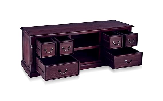 Mango Wood Sulla LED TV Stand Entertainment Unit Storage TV Cabinet for Living Room (Walnut Finish) 