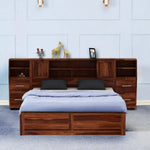 Sheesham Wood Trapez Hydraulic Bed with 2 Bedside 