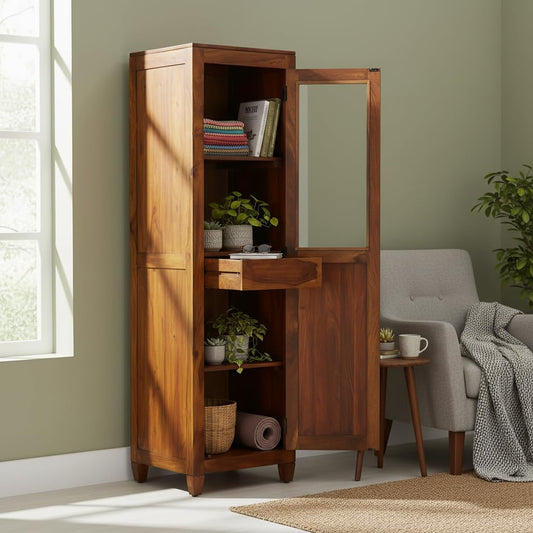 Bookshelf | Sheesham Wood Wooden Storage Organizer | Shelves Bookcase Rustic Durable, Stylish & Compact Design for Home, Office, Living Room | Furniture Organizer Elegant Finish (Honey 2) | Office Bookshelf Storage 