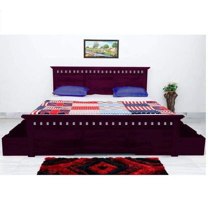 APRODZ Sheesham Wood Merritt Bed with Side Storage (King Size, Honey Finish)