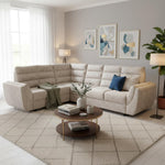 L-Shaped Sectional 6-Seater Sofa with Tufted Cushion Padded Armrest Perfect Fabric Corner Sofa for Guests Living Room, Drawing Room, Office & Lounge (Light Grey) 