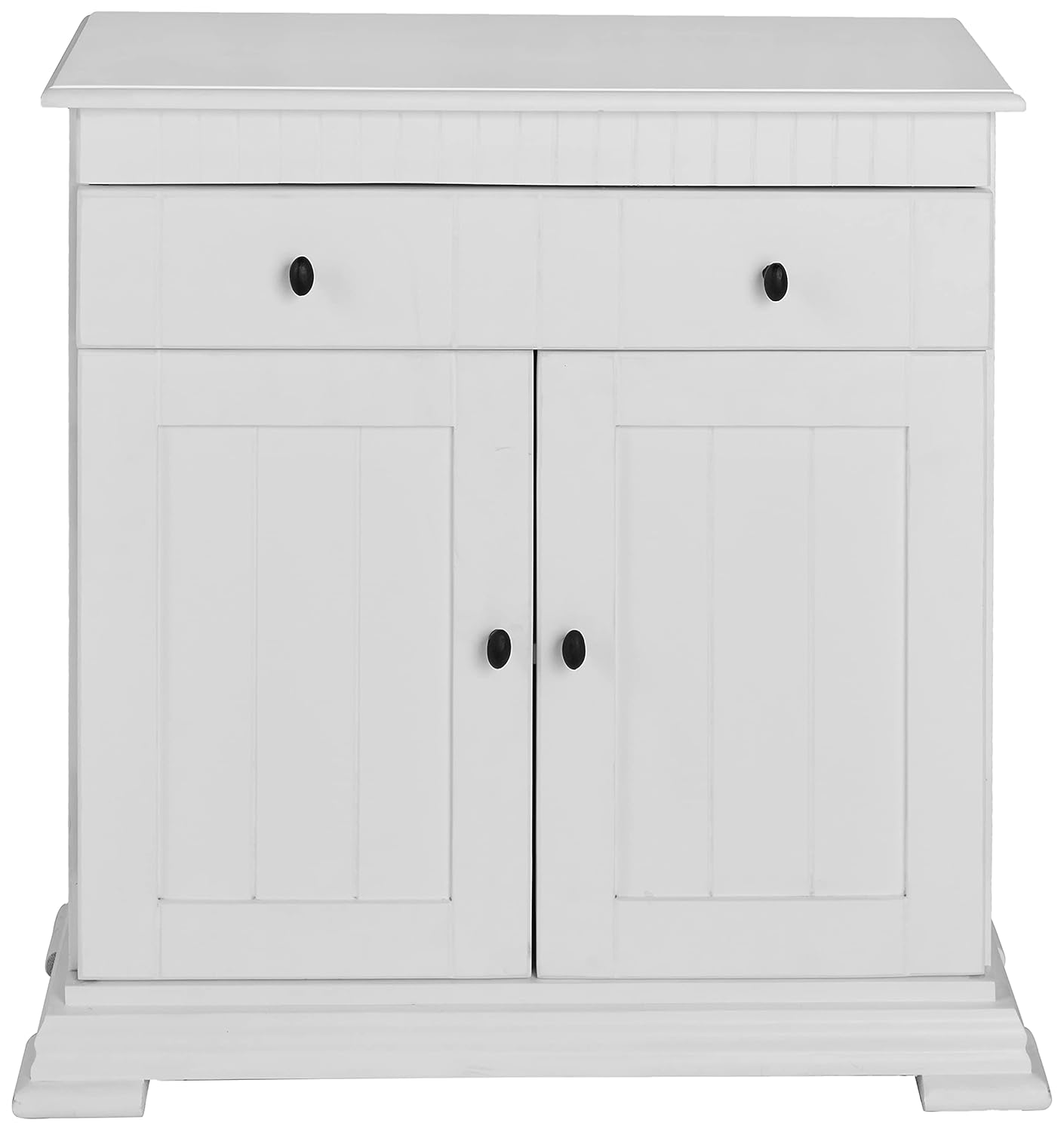 APRODZ Soild Wood Ciudad Sideboard Storage Cabinet with Two Door and One Drawer for Living Room | White Finish