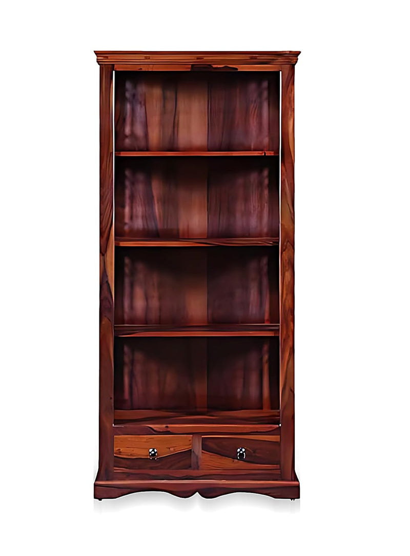 Bookshelf | Sheesham Wood Wooden Storage Organizer | Shelves Bookcase Rustic Durable, Stylish & Compact Design for Home, Office & Living Room | Furniture Organizer Elegant Finish (Honey 4) 