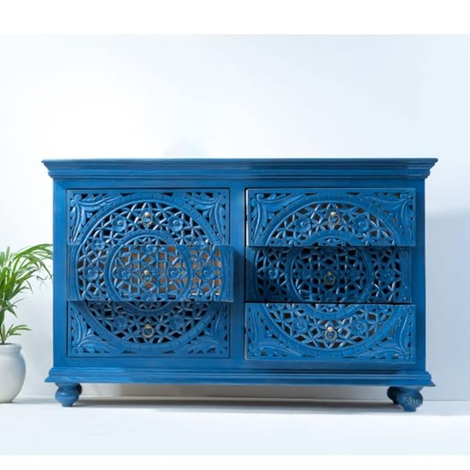 Wooden Cabinet | Crockery Cabinet Furniture | Sideboard Cabinet Living Room | Cabinet for Storage Wooden Furniture | Chest of Drawers Wooden for Living Room | Blue