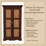 Sheesham Wood Two Door Cane Wardrobe (Sheesham Wood) 