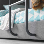 Gwars Single Size Solid Wood Grey Fabric Bunk Bed for Bedroom (Fabric Upholstery - Grey)