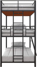 APRODZ Chavez Triple Twin/Twin/Twin Size Metal Triple (3Bed) Bunk Bed (Metal - Black Powdercoated)