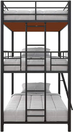 APRODZ Chavez Triple Twin/Twin/Twin Size Metal Triple (3Bed) Bunk Bed (Metal - Black Powdercoated)