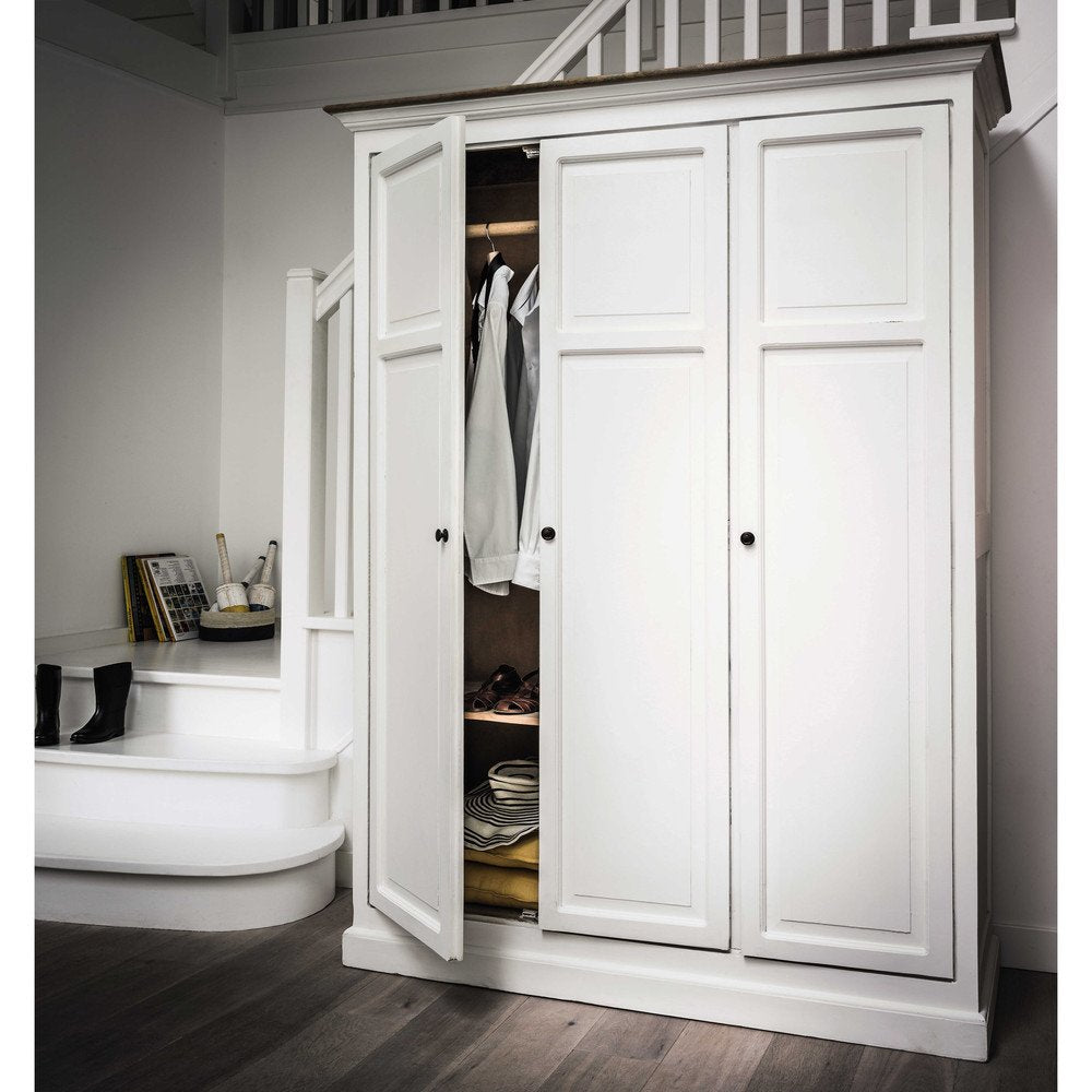 APRODZ Mango Wood Multipurpose Storage Venice Wardrobe Almirah for Living Room | Cream