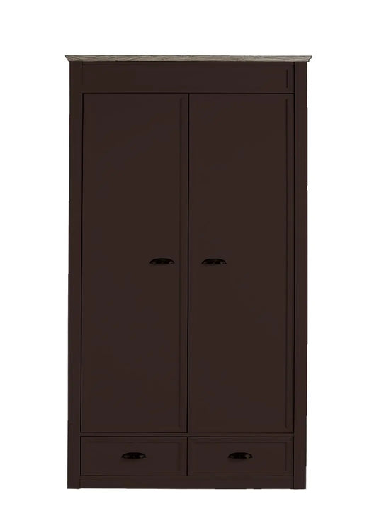 Translation missing: en.APRODZ Mango Wood Multipurpose Storage Varna 2-Door &amp; 2 Drawer Wardrobe Almirah for Bedroom | Cocoa Brown