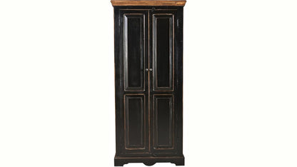 APRODZ Mango Wood Multipurpose Storage 2-Door Corto Wardrobe Almirah for Living Room | Black Finish