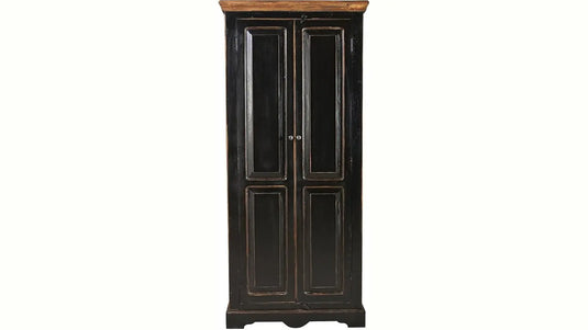 Translation missing: en.APRODZ Mango Wood Multipurpose Storage 2-Door Corto Wardrobe Almirah for Living Room | Black Finish