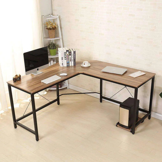 Translation missing: en.Aprodz Duane 59 x 59 inches Large L-Shaped Desk Computer Desk L Desk Office Desk Workstation Desk, Oak