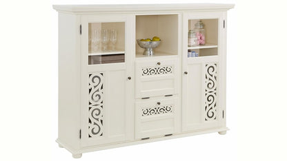 APRODZ Soild Wood Fora Sideboard Storage Cabinet for Living Room | White Finish