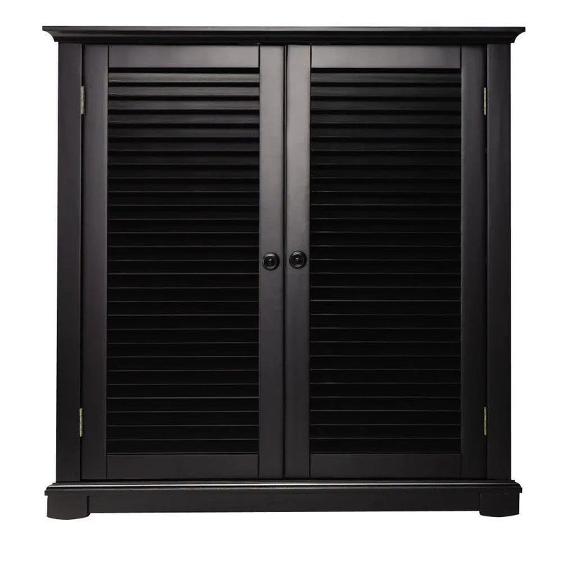APRODZ Mango Wood Sideboard Storage Black Valer Shoe Rack Cabinet for Living Room | 2 Door Shoe Organizer