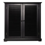 Mango Wood Sideboard Storage Black Valer Shoe Rack Cabinet for Living Room | 2 Door Shoe Organizer 