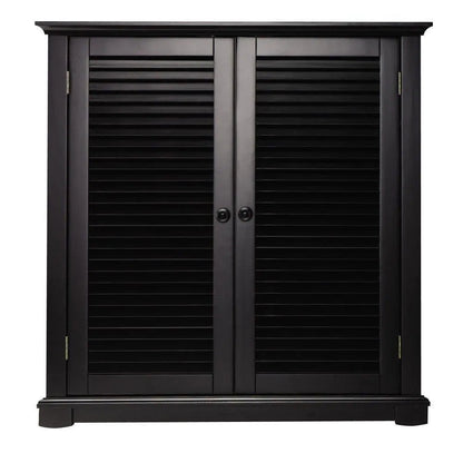 Mango Wood Sideboard Storage Black Valer Shoe Rack Cabinet for Living Room | 2 Door Shoe Organizer 