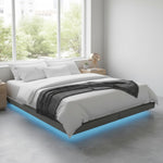 Cowen Floating Bed Frame with LED Lights Metal Slats Underbed Storage Space No Box Spring 