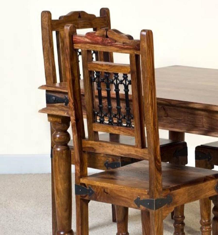 Solid Wood Bogota 4 Seater Dining Table Set for Home | Dining Furniture | Honey Finish