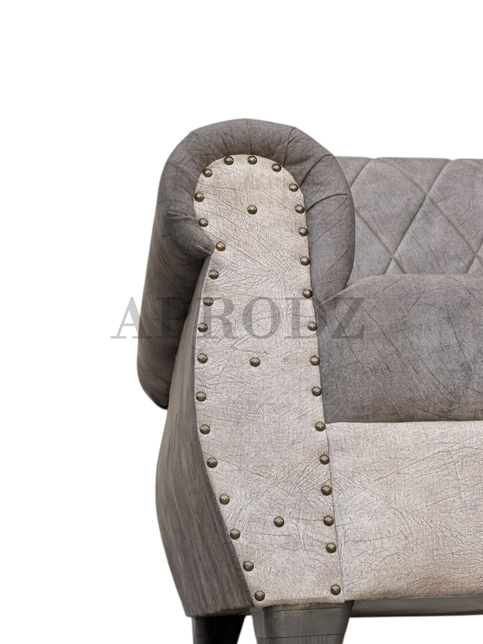 Sofa | Wood Frame Suede Fabric 40D Foam Cushion | Comfortable, Durable, Stylish & Modern for Living Room Furniture | Compact Design Lounge Seat Relaxation (Light Grey + Beige) 