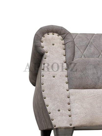 Sofa | Wood Frame Suede Fabric 40D Foam Cushion | Comfortable, Durable, Stylish & Modern for Living Room Furniture | Compact Design Lounge Seat Relaxation (Light Grey + Beige) 
