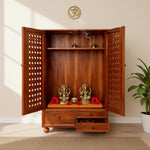 Handcrafted Sheesham Wood Temple with Storage for Pooja Room | Temple for Home | Pooja Mandir 