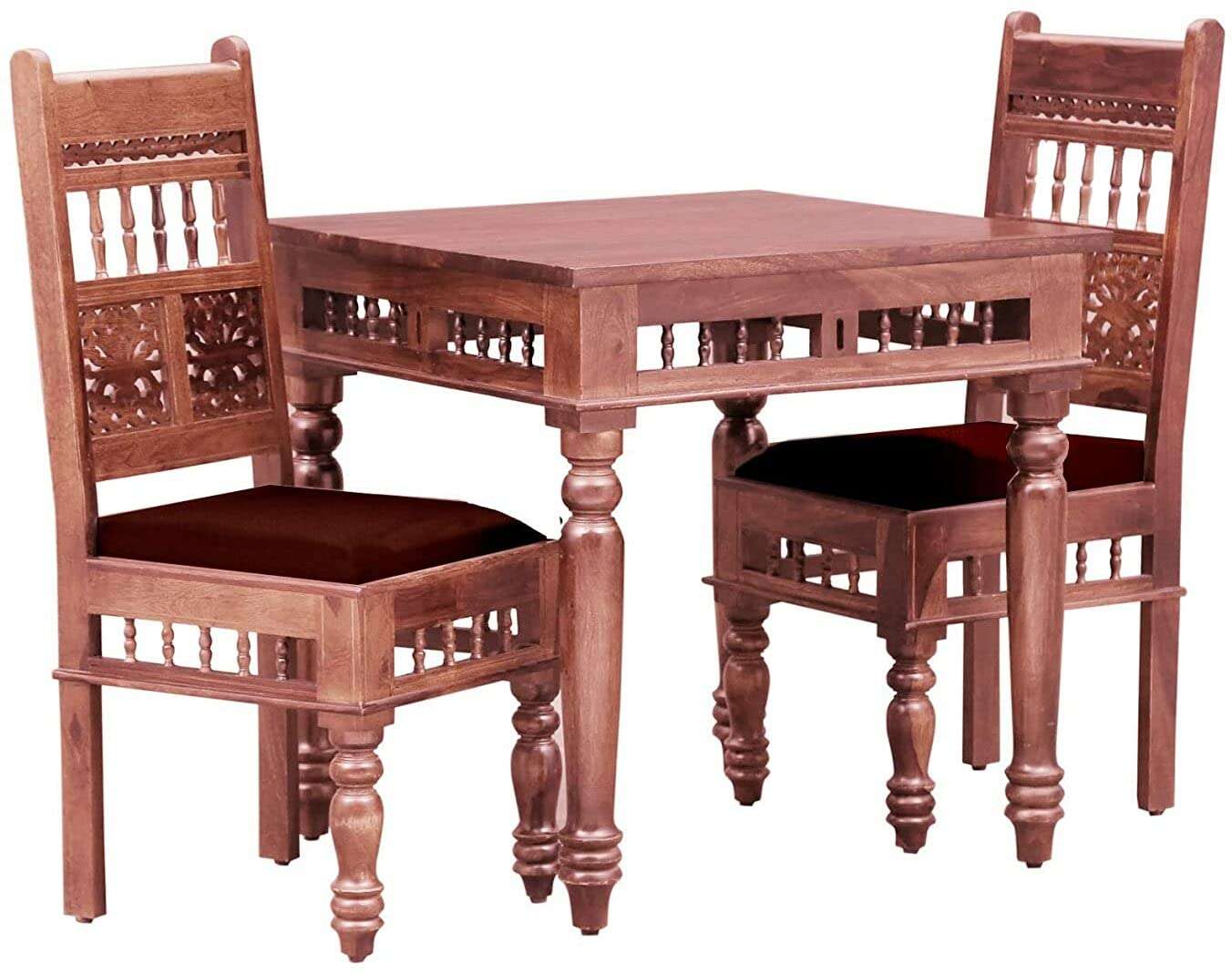 Sheesham Wood Norcross 2 Seater Dining Table Set for Home | Dining Furniture | Brown Finish 