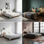 Cowen Floating Bed Frame with LED Lights Metal Slats Underbed Storage Space No Box Spring 