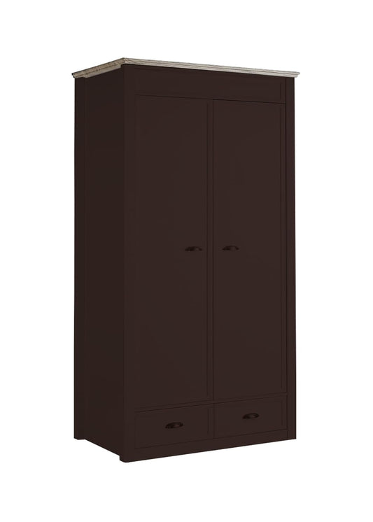 APRODZ Mango Wood Multipurpose Storage Varna 2-Door & 2 Drawer Wardrobe Almirah for Bedroom | Cocoa Brown