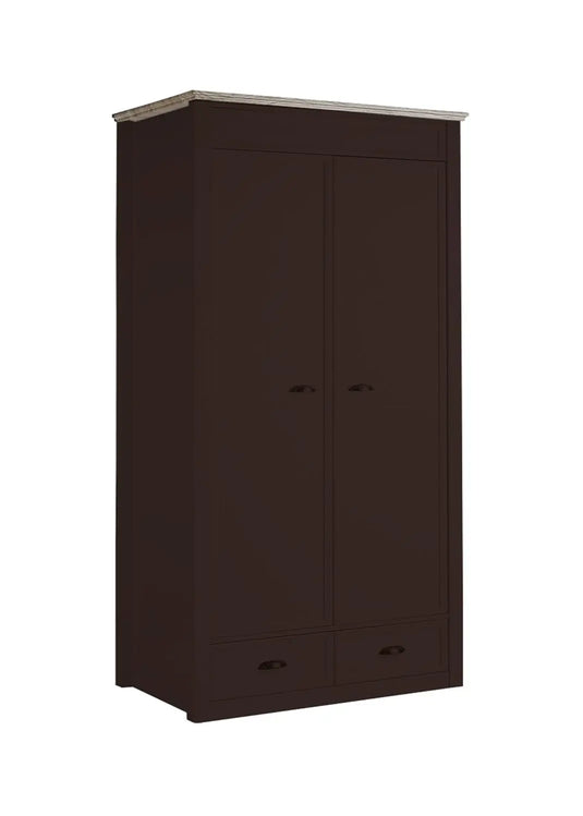 Translation missing: en.APRODZ Mango Wood Multipurpose Storage Varna 2-Door &amp; 2 Drawer Wardrobe Almirah for Bedroom | Cocoa Brown