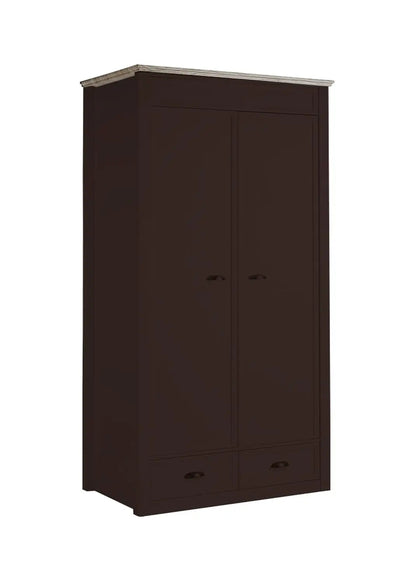 Mango Wood Multipurpose Storage Varna 2-Door & 2 Drawer Wardrobe Almirah for Bedroom | Cocoa Brown 