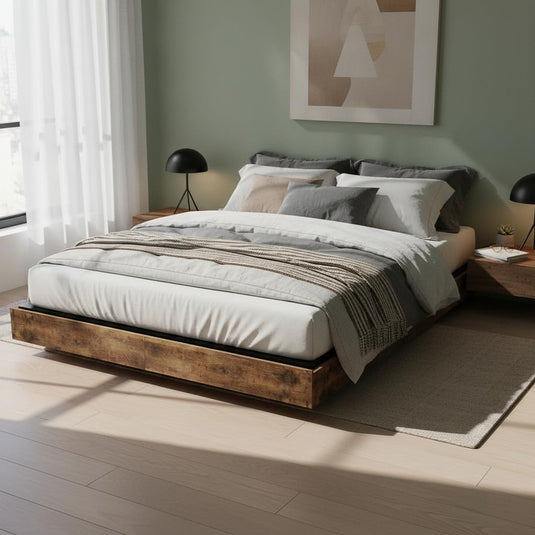 Translation missing: en.Cowen Floating Bed Frame with LED Lights Metal Slats Underbed Storage Space No Box Spring 