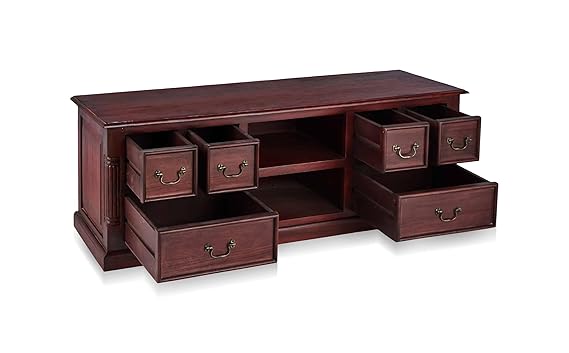 Mango Wood Sulla LED TV Stand – Stylish Entertainment Unit & Storage TV Cabinet for Living Room & Home Theater Setup (Rosewood Finish) 