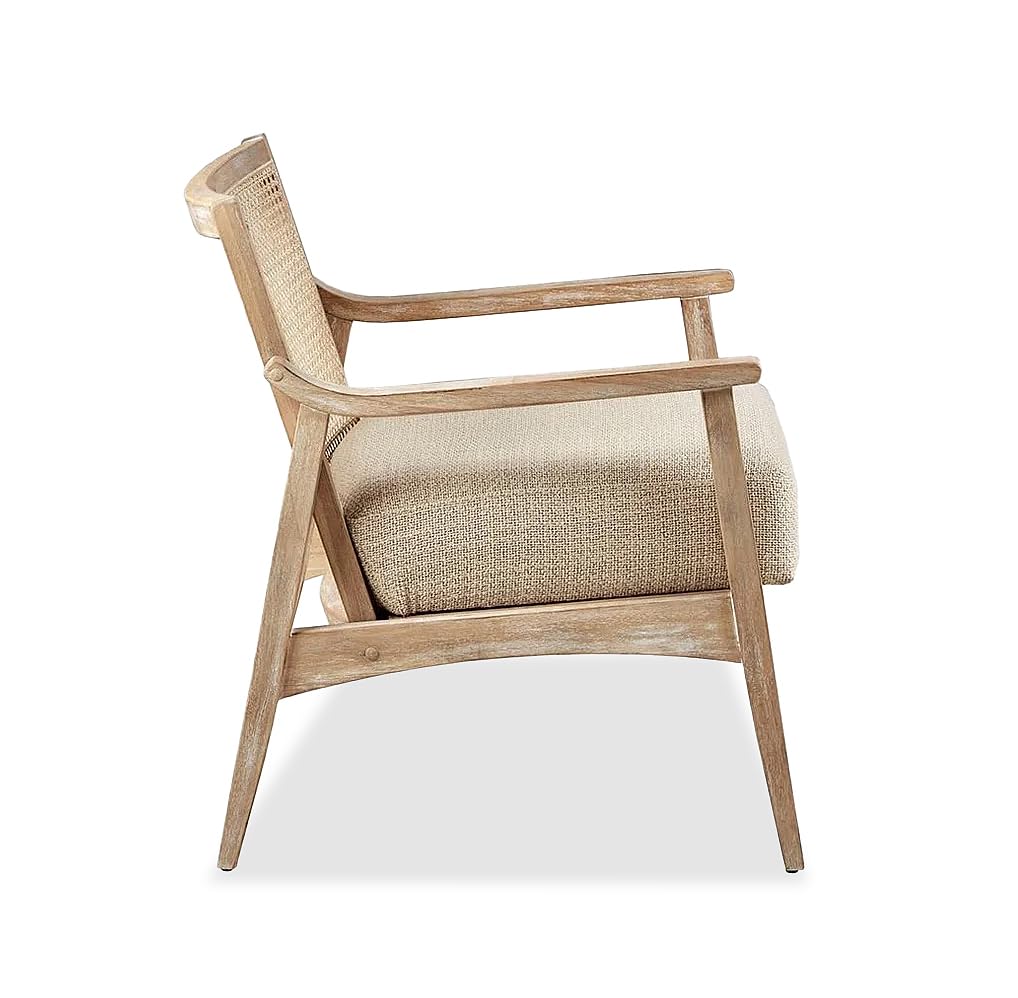 Deleon Living Chair in Cane Back Upholstered | (Light Brown Finish)