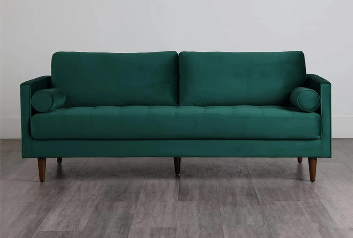 Translation missing: en.APRODZ MidCen Wooden 3 Seater Sofa Set with High-Density Comfortable Foam for Home &amp; Living Room (Upholstered- Dark Green Velvet Fabric)