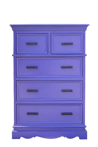 Solid Wood Callao Chest of 5 Drawers Storage Cabinet for Living Room|Medium Violet Finish