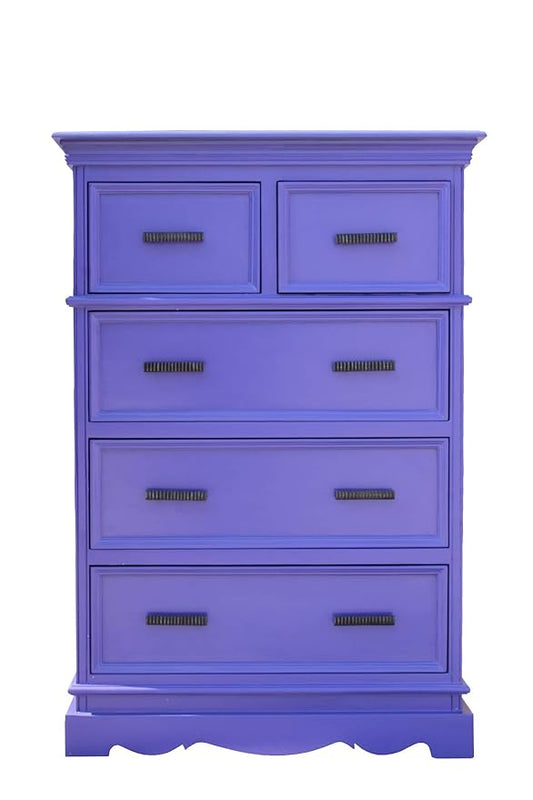 Solid Wood Callao Chest of 5 Drawers Storage Cabinet for Living Room|Medium Violet Finish