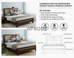 Modern Upholstered Platform Bed Frame with Tufted Headboard, Sturdy Wooden Slat Support, Noise-Free Design, Premium Fabric, Bedroom Furniture - Dark Brown 