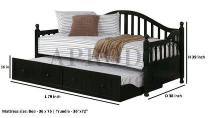 Drummo Sheesham Wood Daybed with Trundle Bed