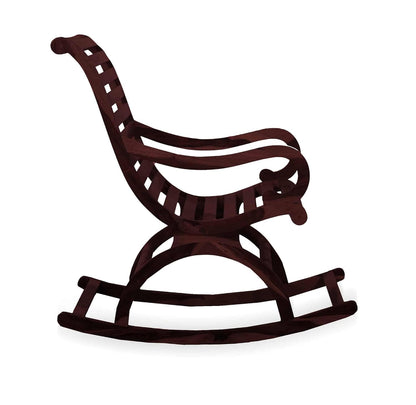 Narkali Sheesham Wood Ergonomic Rocking Chair with Cushion (Wood Finish)