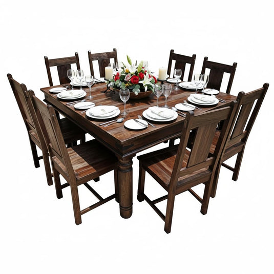 Translation missing: en.Solid Sheesham Wood Dining Table Set of 8 Seater Dinner Dinning Table with 8 Chair for Dining Furniture for Living Room Home Hotel Office Self Assembly 