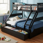 Sheesham Twin/Queen Bunk Bed with 2 Drawer Storage for Bedroom (Rosewood - Brown) 