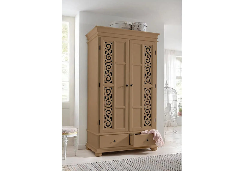 Mango Wood Multipurpose Storage 2-Door Porto Wardrobe Almirah for Bedroom | Emperor 
