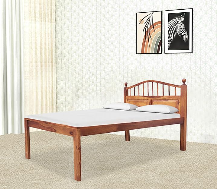 Patarp Sheesham Wood Single Size Bed for Bedroom & Living Room (Honey Finish)
