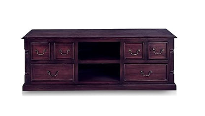 Mango Wood Sulla LED TV Stand Entertainment Unit Storage TV Cabinet for Living Room (Walnut Finish) 