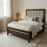 Modern Upholstered Platform Bed Frame with Tufted Headboard, Sturdy Wooden Slat Support, Noise-Free Design, Premium Fabric, Bedroom Furniture - Dark Brown 