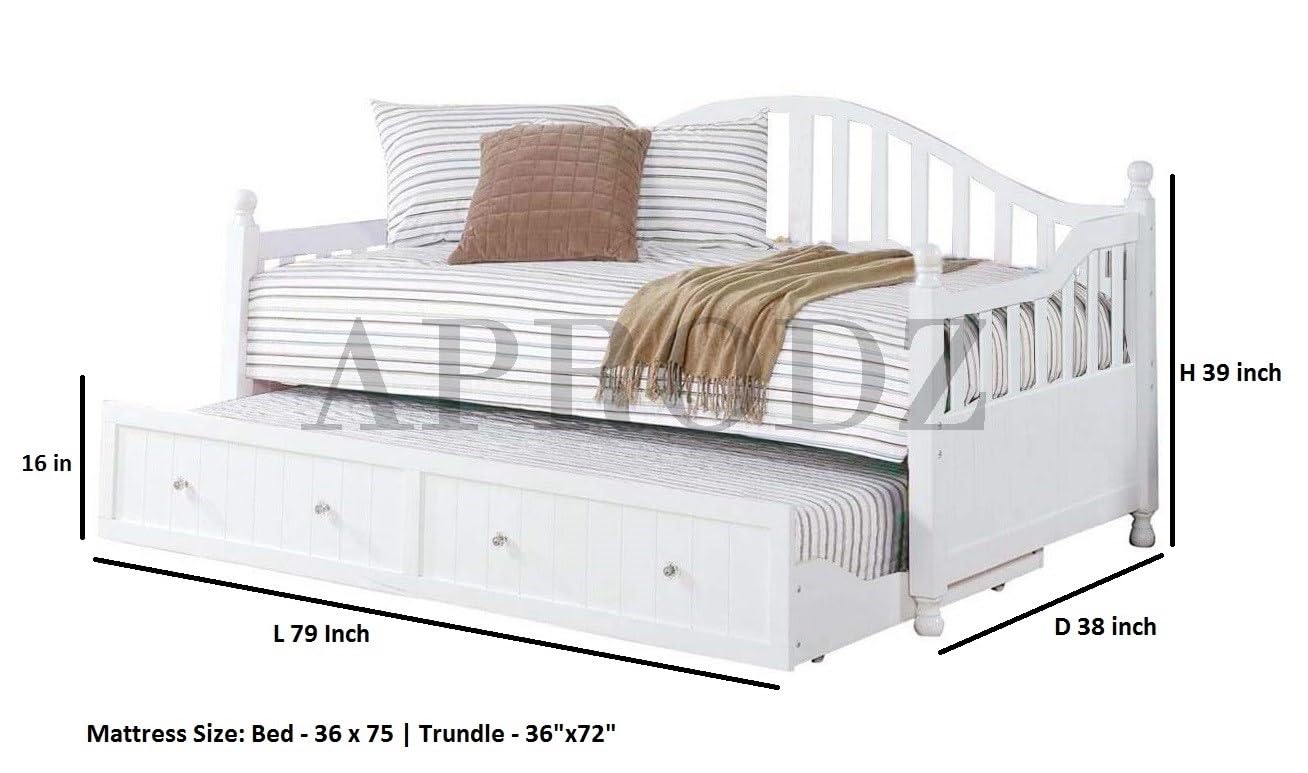 Drummo Sheesham Wood Daybed with Trundle Bed