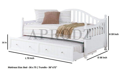 Drummo Sheesham Wood Daybed with Trundle Bed