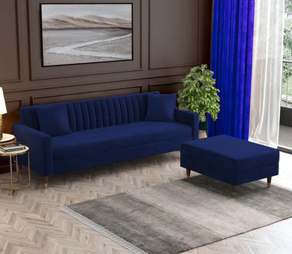 Velora L-Shape Velvet Sectional Sofa – Tufted Back, Mid-Century Modern Design with Gold-Tipped Legs | Living Room Furniture Aprodz